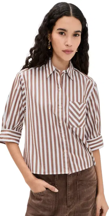 rag & bone Lucia tripe Poplin Shirt Brwst | Thumbnail 1 rag & bone Lucia tripe Poplin Shirt Brwst | Thumbnail 1