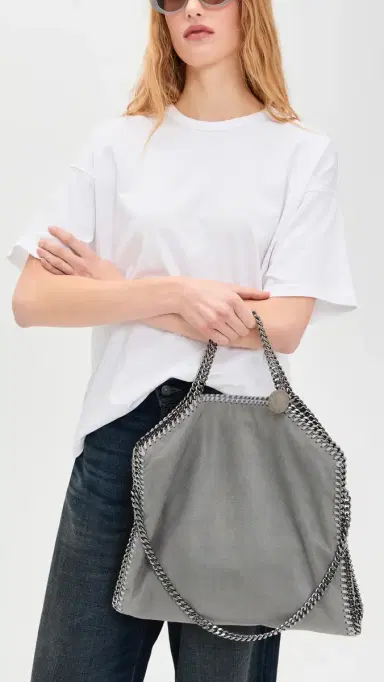 Stella McCartney Falabella Vegan Shaggy Deer Fold Over Tote Bag Light Grey One Size | Thumbnail 3 Stella McCartney Falabella Vegan Shaggy Deer Fold Over Tote Bag Light Grey One Size | Thumbnail 3