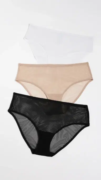 Skarlett Blue Jolie Lacy Hipster Panties 3 Pack Black/White/Nylon | Thumbnail 2 Skarlett Blue Jolie Lacy Hipster Panties 3 Pack Black/White/Nylon | Thumbnail 2
