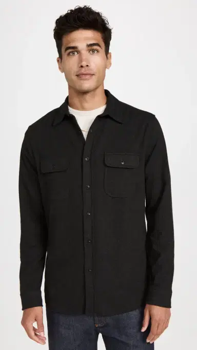 Faherty egend Sweater Shirt Heathered Black Twill | Thumbnail 2 Faherty egend Sweater Shirt Heathered Black Twill | Thumbnail 2