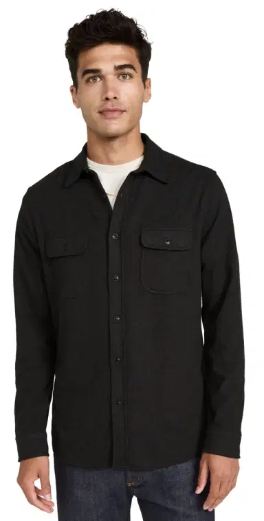 Faherty egend Sweater Shirt Heathered Black Twill | Thumbnail 1 Faherty egend Sweater Shirt Heathered Black Twill | Thumbnail 1