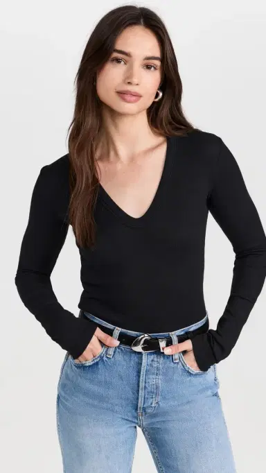 Cotton Citizen Verona U Neck Shirt Jet Black | Thumbnail 2 Cotton Citizen Verona U Neck Shirt Jet Black | Thumbnail 2