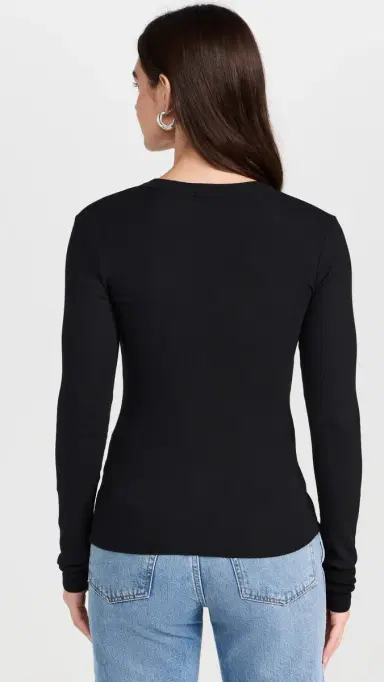 Cotton Citizen Verona U Neck Shirt Jet Black | Thumbnail 3 Cotton Citizen Verona U Neck Shirt Jet Black | Thumbnail 3