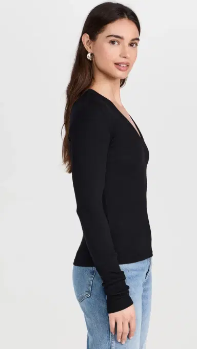 Cotton Citizen Verona U Neck Shirt Jet Black | Thumbnail 4 Cotton Citizen Verona U Neck Shirt Jet Black | Thumbnail 4