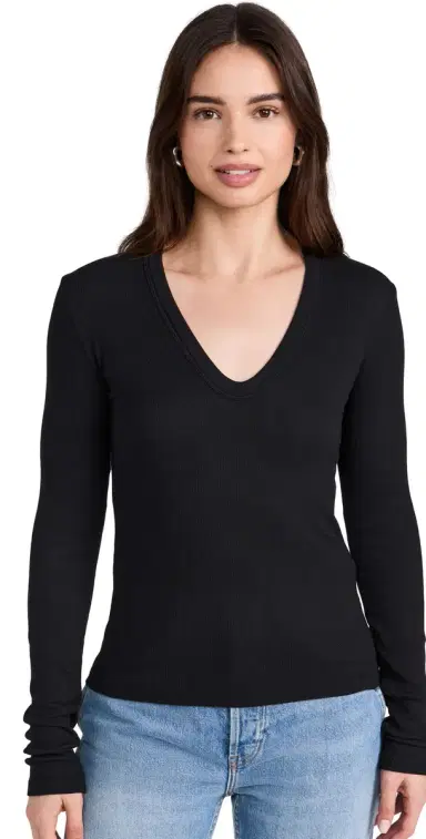 Cotton Citizen Verona U Neck Shirt Jet Black | Thumbnail 1 Cotton Citizen Verona U Neck Shirt Jet Black | Thumbnail 1