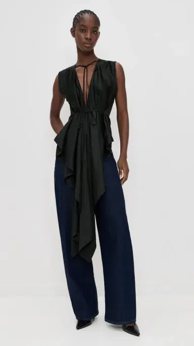 Helmut Lang Scarf Drape Silk Top Black | Thumbnail 2 Helmut Lang Scarf Drape Silk Top Black | Thumbnail 2