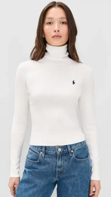 Polo Ralph Lauren Pima Cotton Shrunken Turtleneck White | Thumbnail 2 Polo Ralph Lauren Pima Cotton Shrunken Turtleneck White | Thumbnail 2