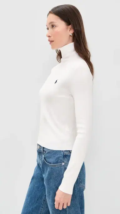 Polo Ralph Lauren Pima Cotton Shrunken Turtleneck White | Thumbnail 4 Polo Ralph Lauren Pima Cotton Shrunken Turtleneck White | Thumbnail 4