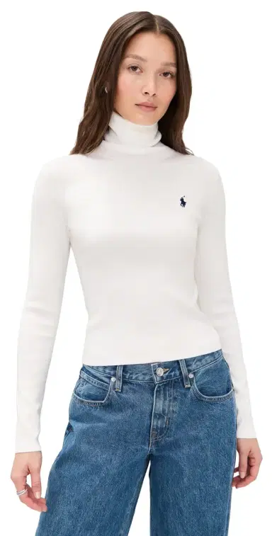 Polo Ralph Lauren Pima Cotton Shrunken Turtleneck White | Thumbnail 1 Polo Ralph Lauren Pima Cotton Shrunken Turtleneck White | Thumbnail 1