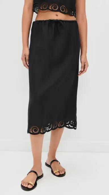 Onia Air Linen callop Midi kirt Black | Thumbnail 2 Onia Air Linen callop Midi kirt Black | Thumbnail 2