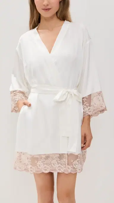 Flora Nikrooz Rosa Charmeuse Kimono Ivory L | Thumbnail 2 Flora Nikrooz Rosa Charmeuse Kimono Ivory L | Thumbnail 2