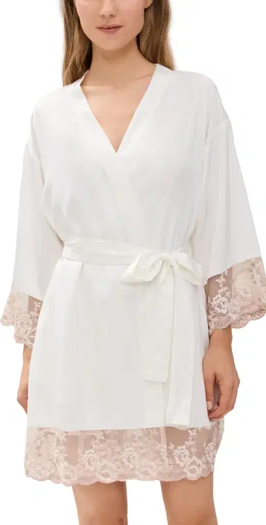 Flora Nikrooz Rosa Charmeuse Kimono Ivory L | Thumbnail 1 Flora Nikrooz Rosa Charmeuse Kimono Ivory L | Thumbnail 1