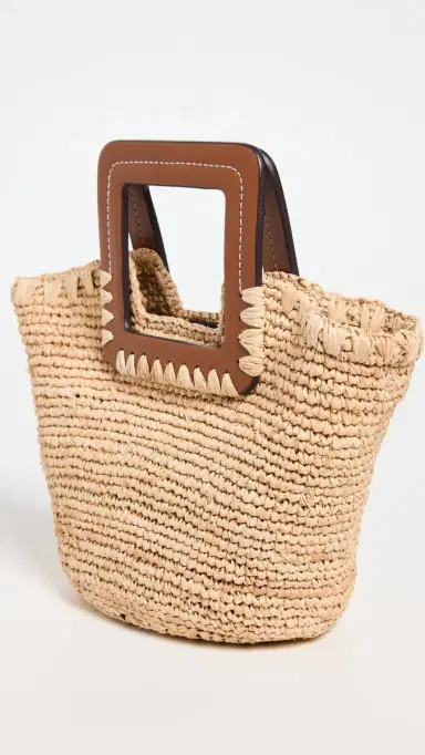 STAUD Shirley Raffia Mini Bucket Natural/Tan One Size | Thumbnail 6 STAUD Shirley Raffia Mini Bucket Natural/Tan One Size | Thumbnail 6
