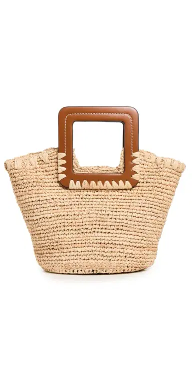 STAUD Shirley Raffia Mini Bucket Natural/Tan One Size | Thumbnail 1 STAUD Shirley Raffia Mini Bucket Natural/Tan One Size | Thumbnail 1
