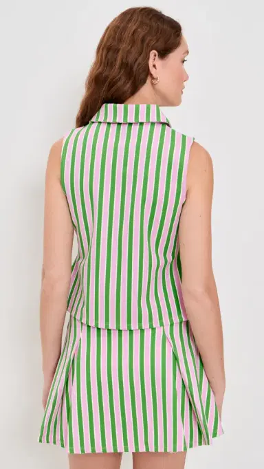 Addison Bay Sleeveless Virginian Polo Key Lime/Bubblegum tripe | Thumbnail 3 Addison Bay Sleeveless Virginian Polo Key Lime/Bubblegum tripe | Thumbnail 3