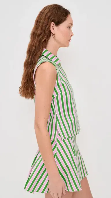 Addison Bay Sleeveless Virginian Polo Key Lime/Bubblegum tripe | Thumbnail 4 Addison Bay Sleeveless Virginian Polo Key Lime/Bubblegum tripe | Thumbnail 4