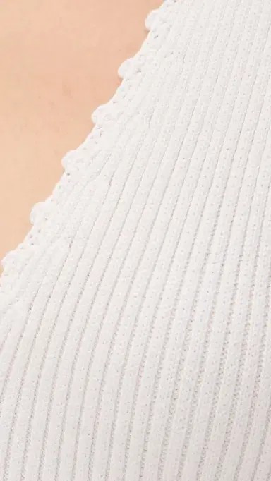 Ganni Fine Cotton Rib Crochet V-neck Dress Egret L | Thumbnail 6 Ganni Fine Cotton Rib Crochet V-neck Dress Egret L | Thumbnail 6