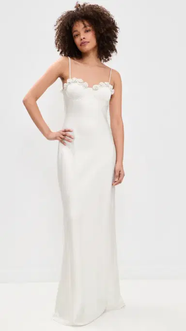 Runaway the Label Lavena Floral Detail Maxi Dress Pearl | Thumbnail 5 Runaway the Label Lavena Floral Detail Maxi Dress Pearl | Thumbnail 5
