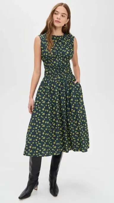 Merlette Villard Print Dress Lemon Navy Floral Print | Thumbnail 2 Merlette Villard Print Dress Lemon Navy Floral Print | Thumbnail 2