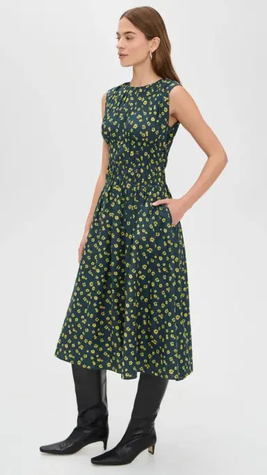 Merlette Villard Print Dress Lemon Navy Floral Print | Thumbnail 4 Merlette Villard Print Dress Lemon Navy Floral Print | Thumbnail 4