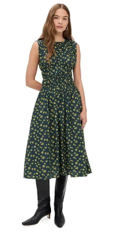 Merlette Villard Print Dress Lemon Navy Floral Print | Thumbnail 1 Merlette Villard Print Dress Lemon Navy Floral Print | Thumbnail 1