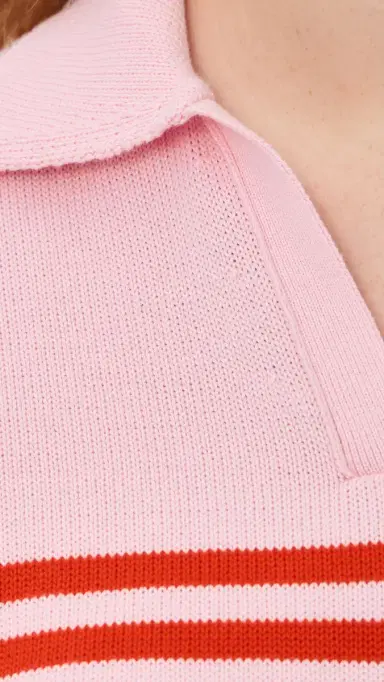 SIMKHAI Jules Knit Polo Sweater Lobster tripe | Thumbnail 6 SIMKHAI Jules Knit Polo Sweater Lobster tripe | Thumbnail 6