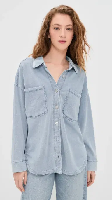Z Supply All Day Knit Denim Shirt Ocean Air Indigo | Thumbnail 2 Z Supply All Day Knit Denim Shirt Ocean Air Indigo | Thumbnail 2