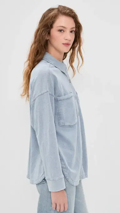 Z Supply All Day Knit Denim Shirt Ocean Air Indigo | Thumbnail 4 Z Supply All Day Knit Denim Shirt Ocean Air Indigo | Thumbnail 4