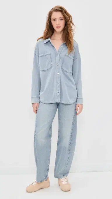 Z Supply All Day Knit Denim Shirt Ocean Air Indigo | Thumbnail 5 Z Supply All Day Knit Denim Shirt Ocean Air Indigo | Thumbnail 5