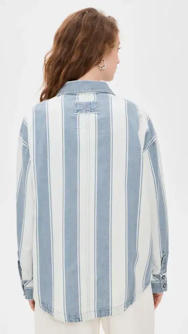 Free People Crossroads Striped Button Down Shirt Indigo Combo | Thumbnail 3 Free People Crossroads Striped Button Down Shirt Indigo Combo | Thumbnail 3