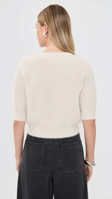 L'AGENCE Guinevere Crop Crew Sweater Vintage White | Thumbnail 3 L'AGENCE Guinevere Crop Crew Sweater Vintage White | Thumbnail 3