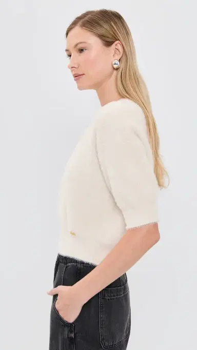 L'AGENCE Guinevere Crop Crew Sweater Vintage White | Thumbnail 4 L'AGENCE Guinevere Crop Crew Sweater Vintage White | Thumbnail 4