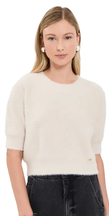 L'AGENCE Guinevere Crop Crew Sweater Vintage White | Thumbnail 1 L'AGENCE Guinevere Crop Crew Sweater Vintage White | Thumbnail 1