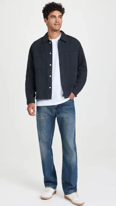 FRAME Textured Terry Double Pocket Relaxed Shirt Navy | Thumbnail 5 FRAME Textured Terry Double Pocket Relaxed Shirt Navy | Thumbnail 5