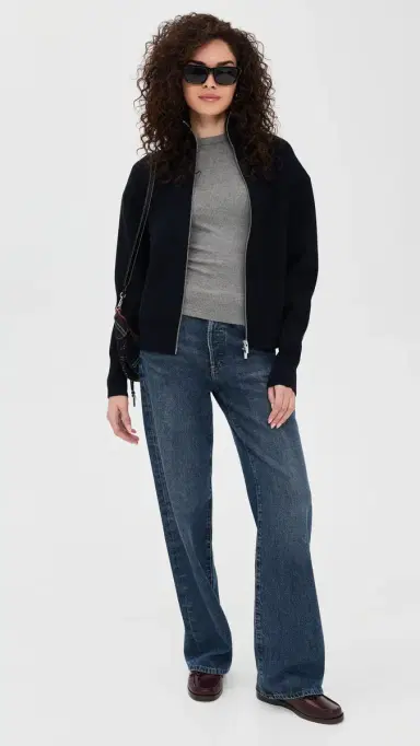 Madewell Drapey Rib Long Sleeve Tee Heather Black Charcoal | Thumbnail 5 Madewell Drapey Rib Long Sleeve Tee Heather Black Charcoal | Thumbnail 5