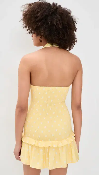 Seven Wonders Fleur Shirred Halter Mini Dress emon White Polka | Thumbnail 3 Seven Wonders Fleur Shirred Halter Mini Dress emon White Polka | Thumbnail 3