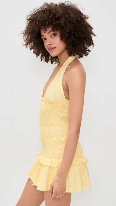 Seven Wonders Fleur Shirred Halter Mini Dress emon White Polka | Thumbnail 4 Seven Wonders Fleur Shirred Halter Mini Dress emon White Polka | Thumbnail 4