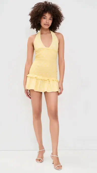 Seven Wonders Fleur Shirred Halter Mini Dress emon White Polka | Thumbnail 5 Seven Wonders Fleur Shirred Halter Mini Dress emon White Polka | Thumbnail 5