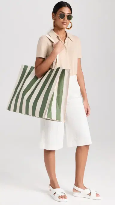 SunnyLife Carryall Beach Bag Olive Stripe One Size | Thumbnail 3 SunnyLife Carryall Beach Bag Olive Stripe One Size | Thumbnail 3