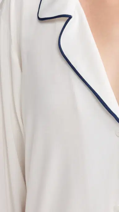 Eberjey Gisele The Long Pajama Set Pure /Navy | Thumbnail 6 Eberjey Gisele The Long Pajama Set Pure /Navy | Thumbnail 6