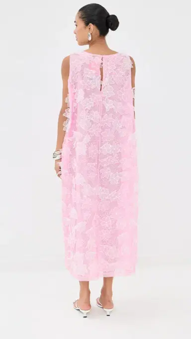 La Vie Style House Organza Floral Maxi A Line Dress Pink One Size | Thumbnail 3 La Vie Style House Organza Floral Maxi A Line Dress Pink One Size | Thumbnail 3