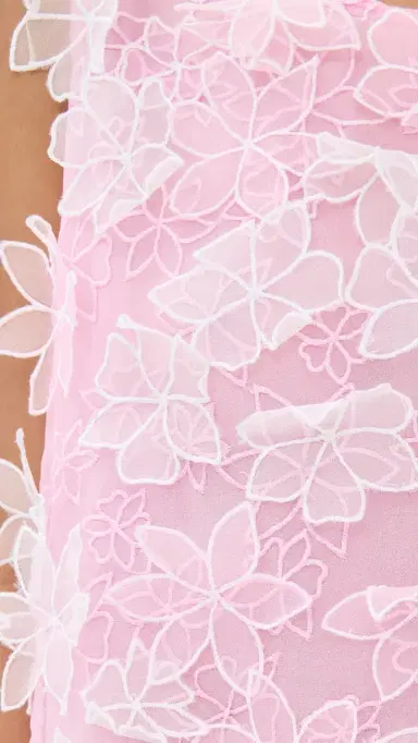 La Vie Style House Organza Floral Maxi A Line Dress Pink One Size | Thumbnail 6 La Vie Style House Organza Floral Maxi A Line Dress Pink One Size | Thumbnail 6