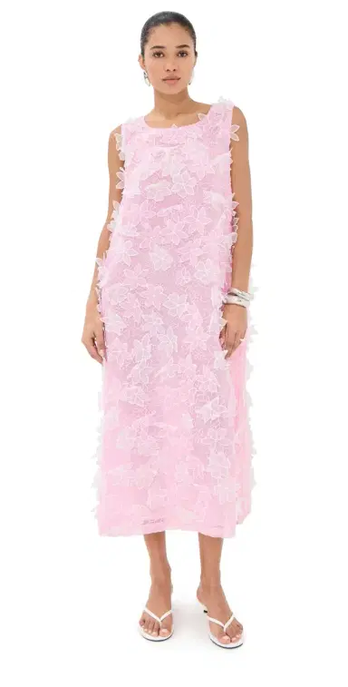 La Vie Style House Organza Floral Maxi A Line Dress Pink One Size | Thumbnail 1 La Vie Style House Organza Floral Maxi A Line Dress Pink One Size | Thumbnail 1