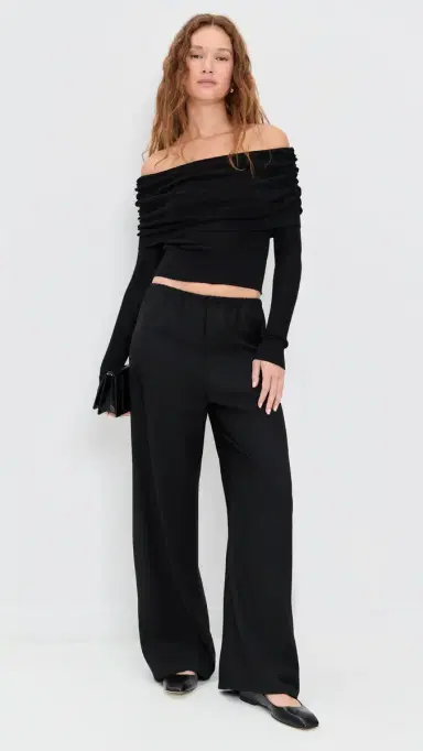 Susana Monaco ight Merino Off Shoulder Sweater 3 Black | Thumbnail 5 Susana Monaco ight Merino Off Shoulder Sweater 3 Black | Thumbnail 5
