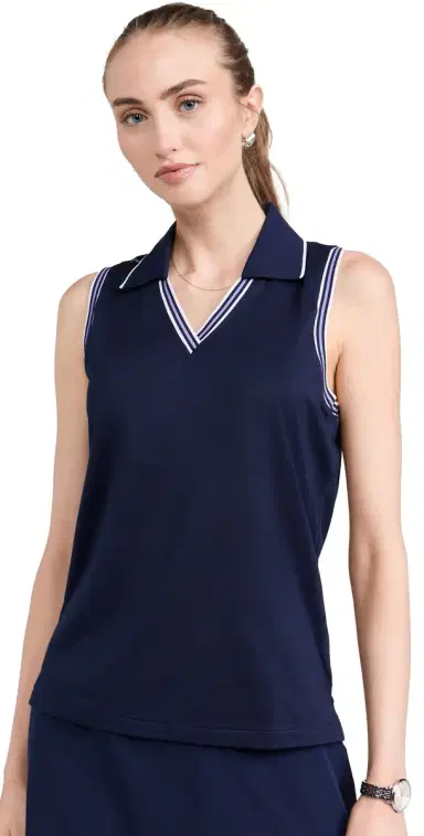 RLX Ralph Lauren Sleeveless Tour Pique Cricket Polo Refined Navy XS | Thumbnail 1 RLX Ralph Lauren Sleeveless Tour Pique Cricket Polo Refined Navy XS | Thumbnail 1