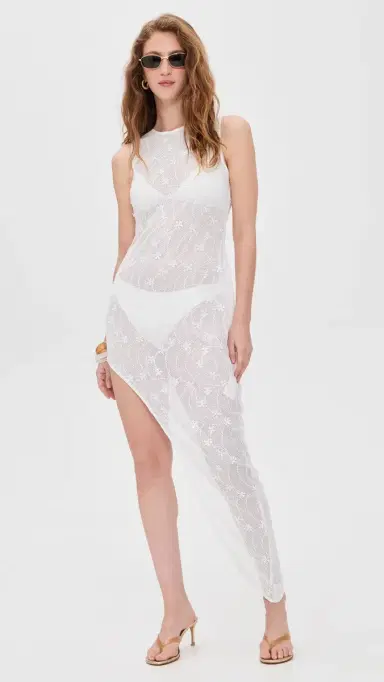 MINKPINK Sundara Asymmetrical Hem Lace Coverup Dress White | Thumbnail 5 MINKPINK Sundara Asymmetrical Hem Lace Coverup Dress White | Thumbnail 5