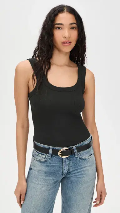 rag & bone The Essential Rib U Neck Tank Black | Thumbnail 2 rag & bone The Essential Rib U Neck Tank Black | Thumbnail 2