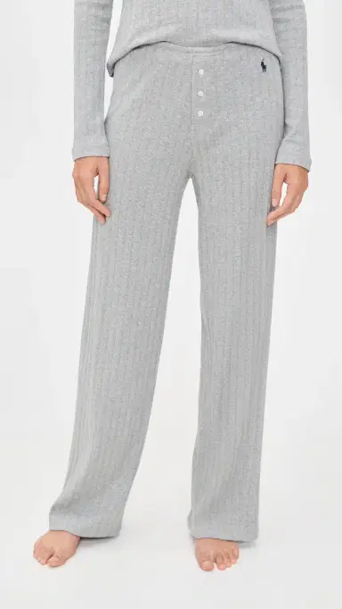 Polo Ralph Lauren Henley Wide Leg Sleep Set Heather | Thumbnail 5 Polo Ralph Lauren Henley Wide Leg Sleep Set Heather | Thumbnail 5