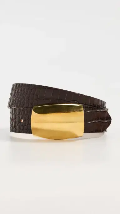 L'Agence Milou Domed Croc Embossed Belt Chocolate Croc Embossed | Thumbnail 2 L'Agence Milou Domed Croc Embossed Belt Chocolate Croc Embossed | Thumbnail 2