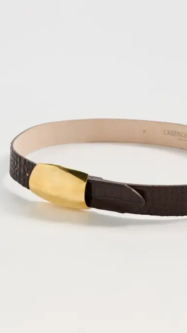 L'Agence Milou Domed Croc Embossed Belt Chocolate Croc Embossed | Thumbnail 5 L'Agence Milou Domed Croc Embossed Belt Chocolate Croc Embossed | Thumbnail 5